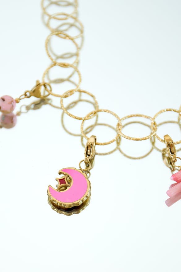 Breloque bijou lune rose 2