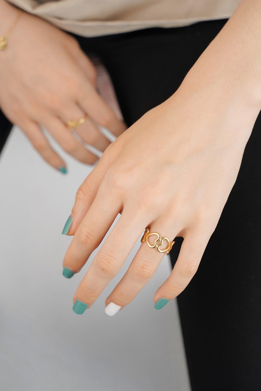 Ring heart connected - Silver Color color Picture3