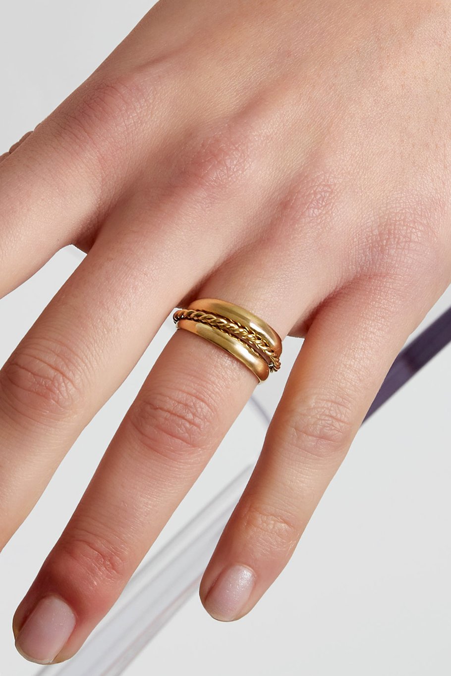 anello triple rings - colore oro Immagine3