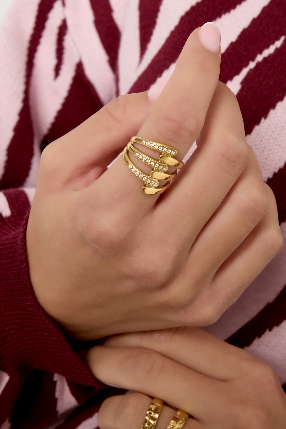 Stainless Steel Statement Rings lines Casual Daily Simple Series Women's jewelry Picture2