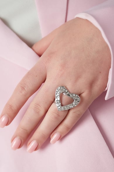 Textured Love ring - Silver Color color h5 Picture2