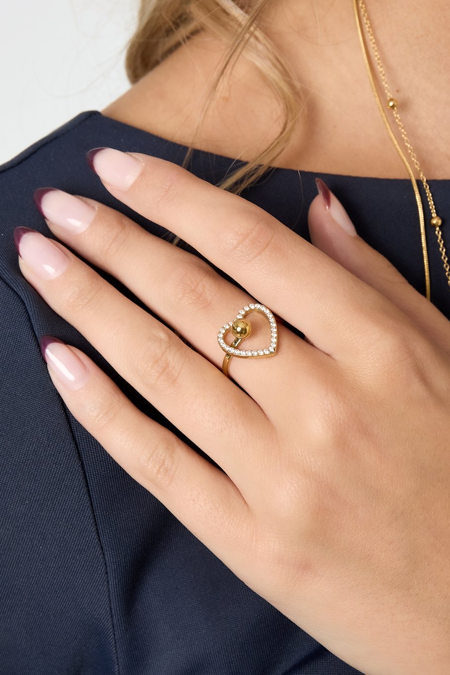 Edelstahl Statement Ringe Herz Casual Daily Simple Serie Damenschmuck h5Bild2
