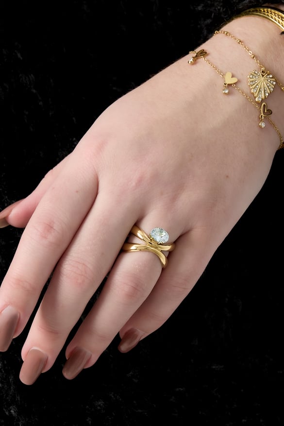 Stainless Steel Gemstone Rings lines Simple Daily Simple Series Women's jewelry