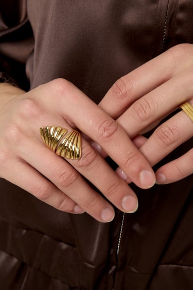 Anillos de acero inoxidable con forma irregular, estilo casual, diario, serie simple, joyería para mujer h5 Imagen2