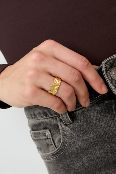 Anillos minimalistas de acero inoxidable de forma irregular, serie casual, diaria, sencilla, joyería para mujer h5 Imagen2