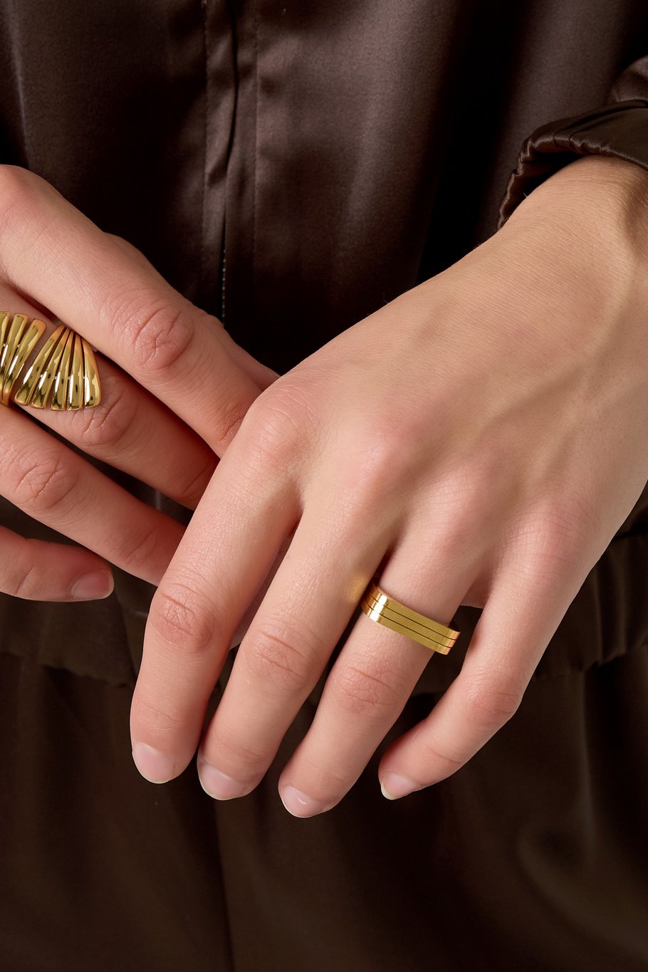 Anillos minimalistas de acero inoxidable rectángulo Simple Diario Serie Simple Joyería de mujer Imagen2