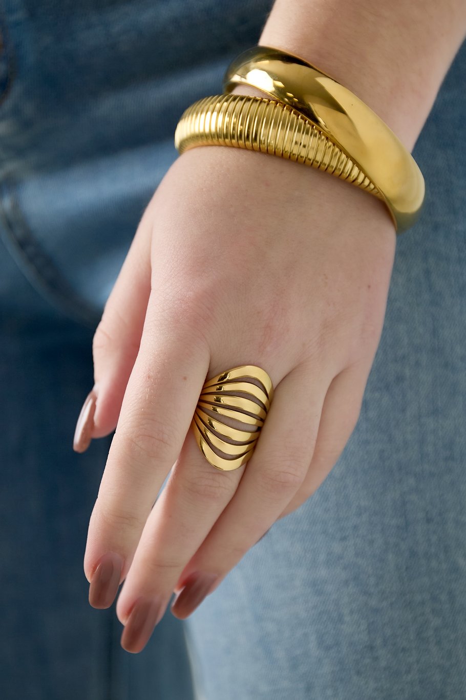 Stainless Steel Statement Rings lines Casual Daily Simple Series Women's jewelry h5Picture3