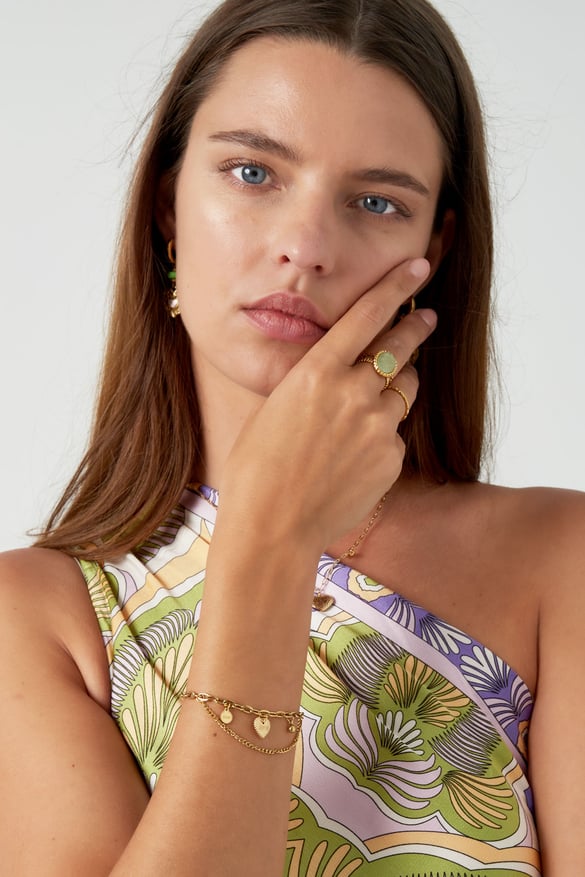 bracciale a maglie double love - colore oro 2