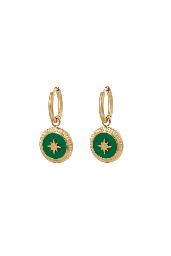 earrings with green charm