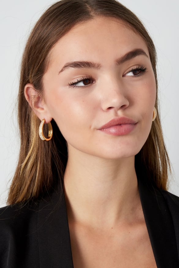 Earrings oval glam - Gold Color Stainless Steel