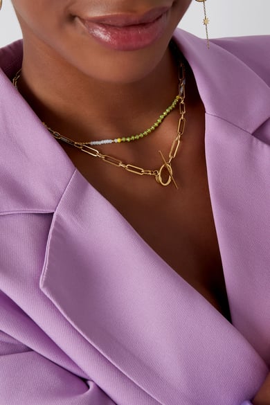Gliederkette dünn mit rundem Verschluss - Goldfarbe h5 Bild3