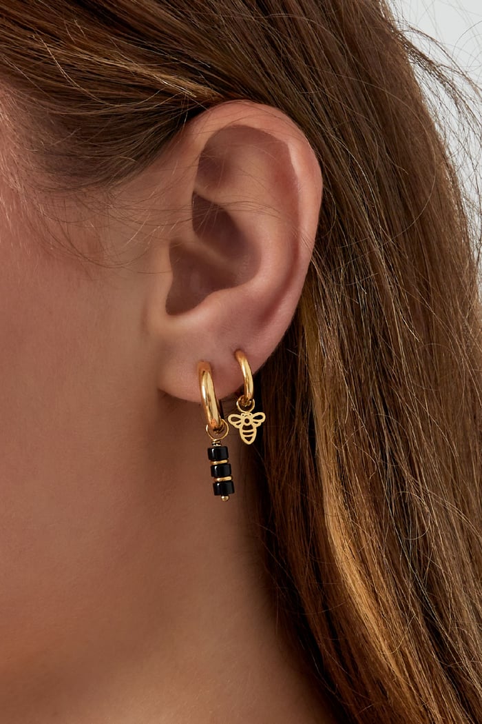 Colorful earrings - #summergirls collection Black & Gold Color Stainless Steel Picture2