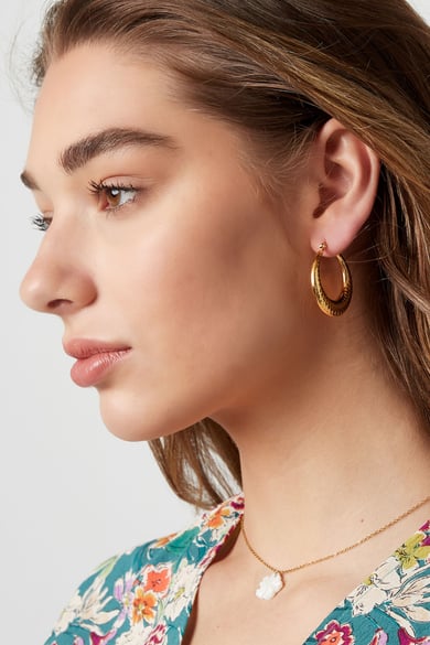 Pendientes estampado burbuja pequeños Color dorado Acero inoxidable h5 Imagen3