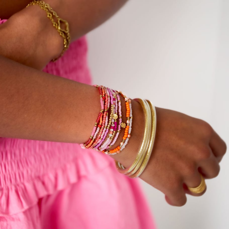 Conjunto de pulseras perlas de colores Beige & Color dorado Acero inoxidable Imagen4