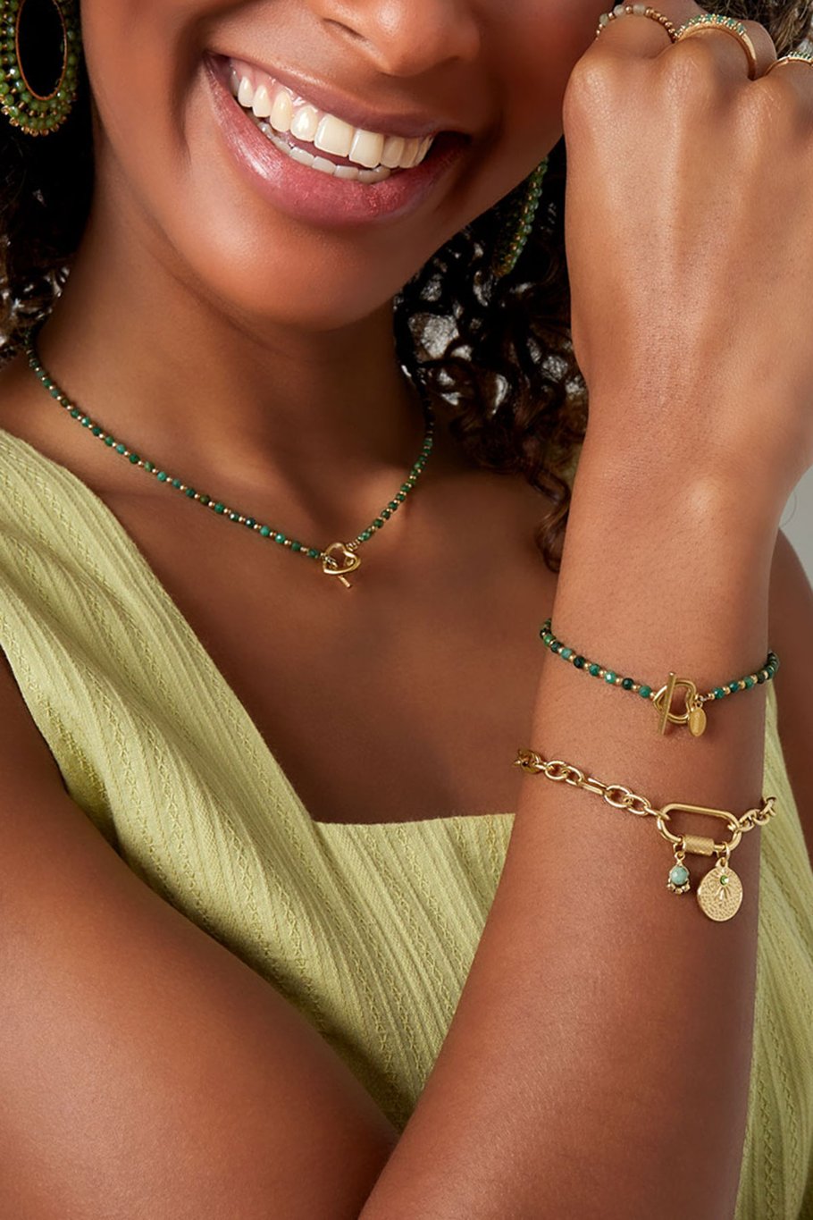 Bracciale con perline lucchetto a cuore - acciaio inossidabile viola Immagine2
