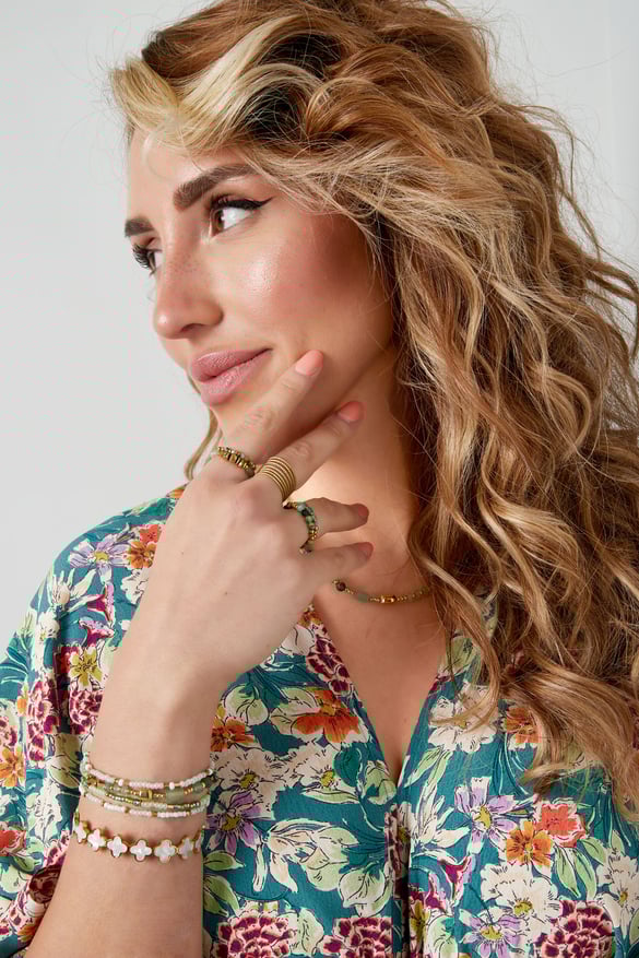 bracciale mix di perline - acciaio inossidabile rosa e colore oro