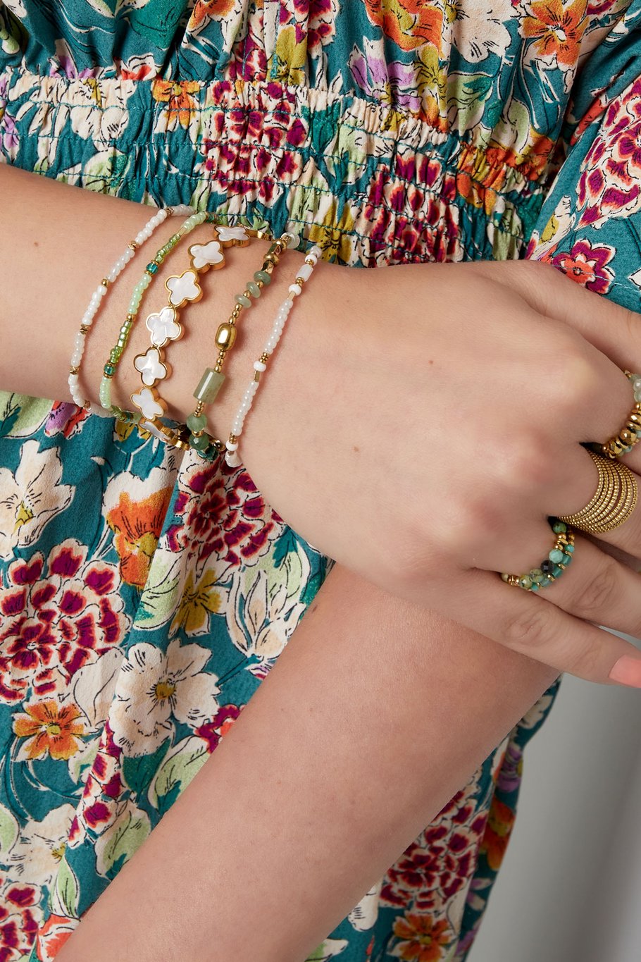 Mezcla de cuentas de pulsera - acero inoxidable rosa y dorado Imagen4