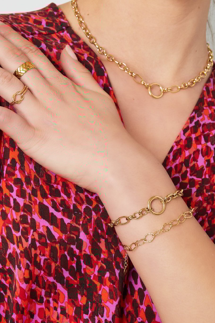 Gliederarmband rund - Goldfarbe Edelstahl Bild3