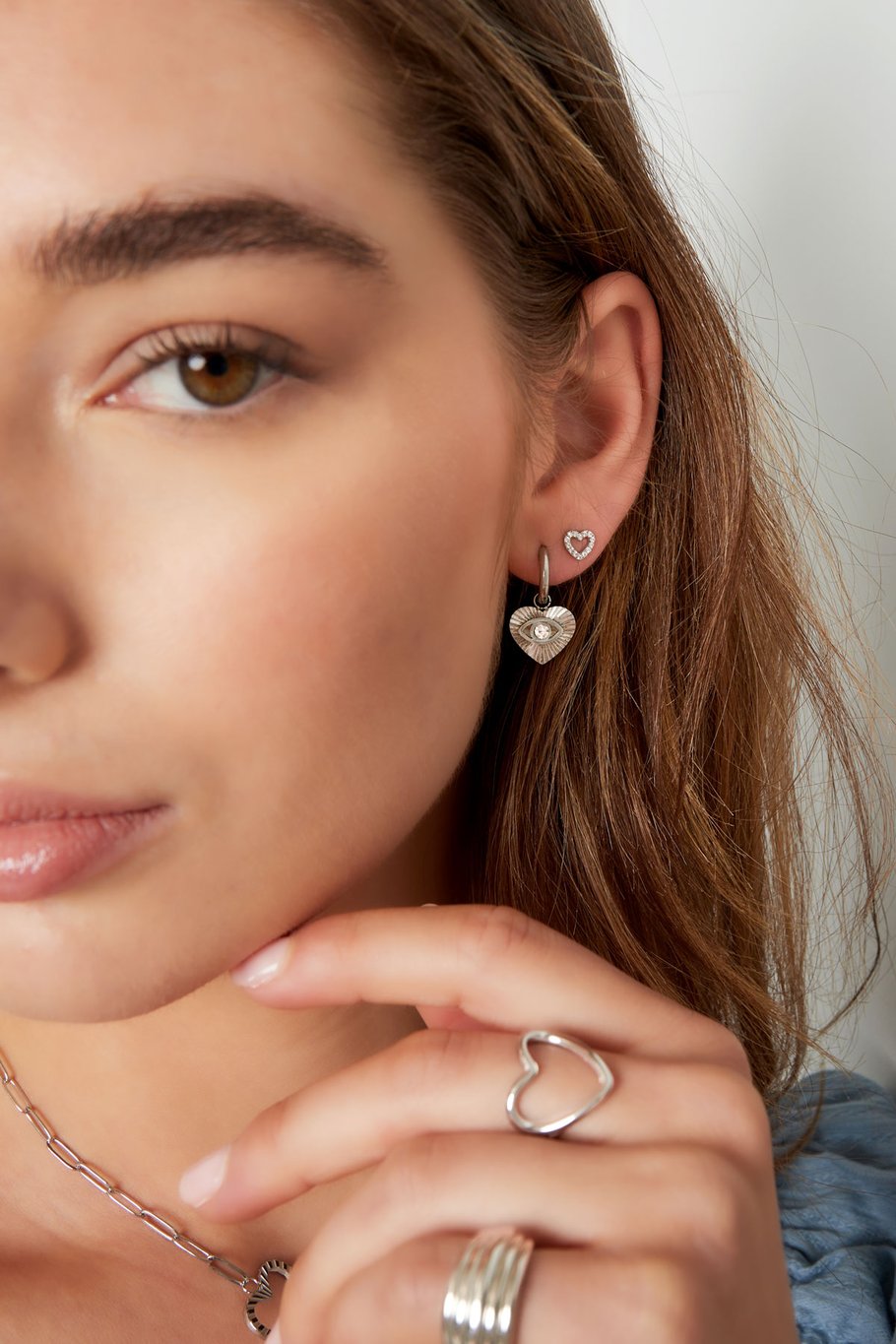 Ear stud heart - Gold Color Copper Picture4