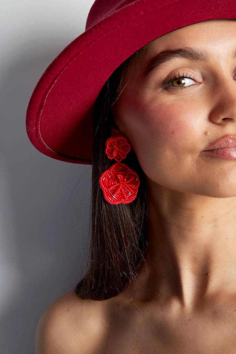 Pendientes de cuentas flower power - crema Cuentas de vidrio Imagen4