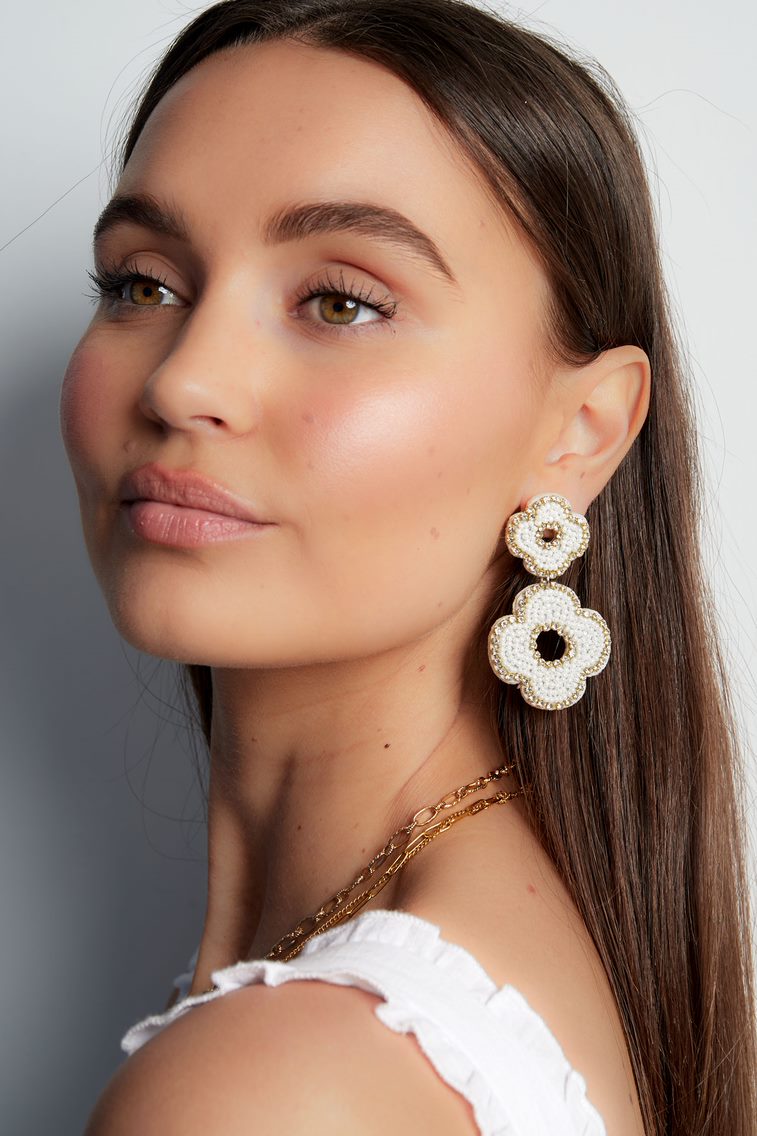 Boucles d'oreilles perles double fleur - rose clair Glass Image4