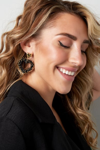 Pendientes Corazón Blanco Con Cristal - Cobre h5 Imagen3