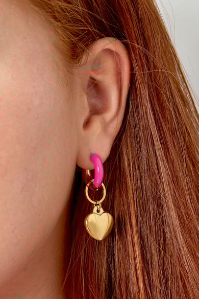 Ohrring farbiger Ring mit Herz rosa  h5 Bild3