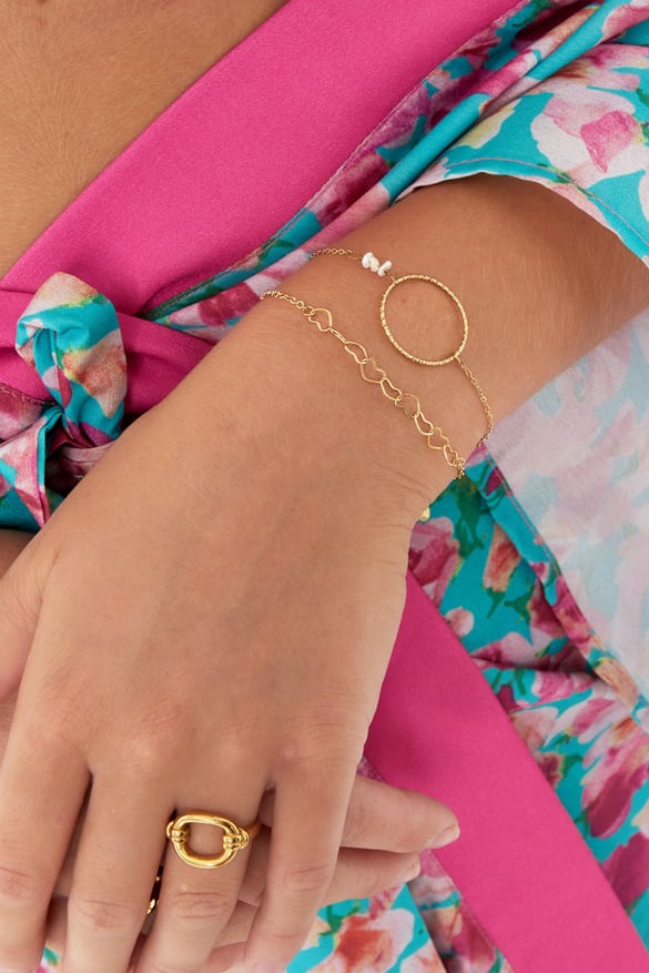 bracelet grand cercle avec perles - couleur or