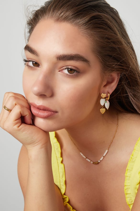 orecchini 3 x cuori di fila - acciaio inossidabile color colore oro 2