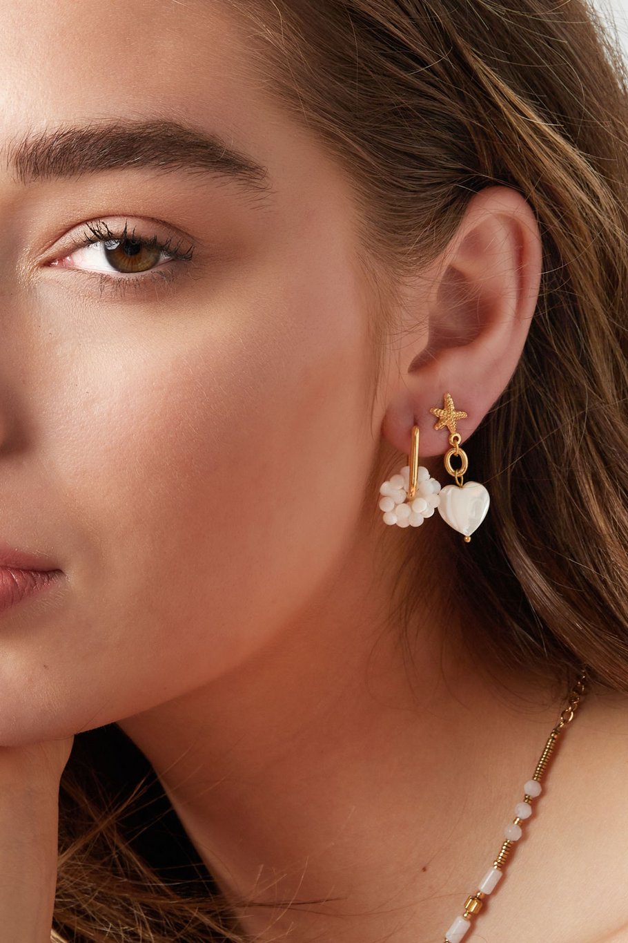 Earrings pearl flower - Gold Color Stainless Steel h5Picture3