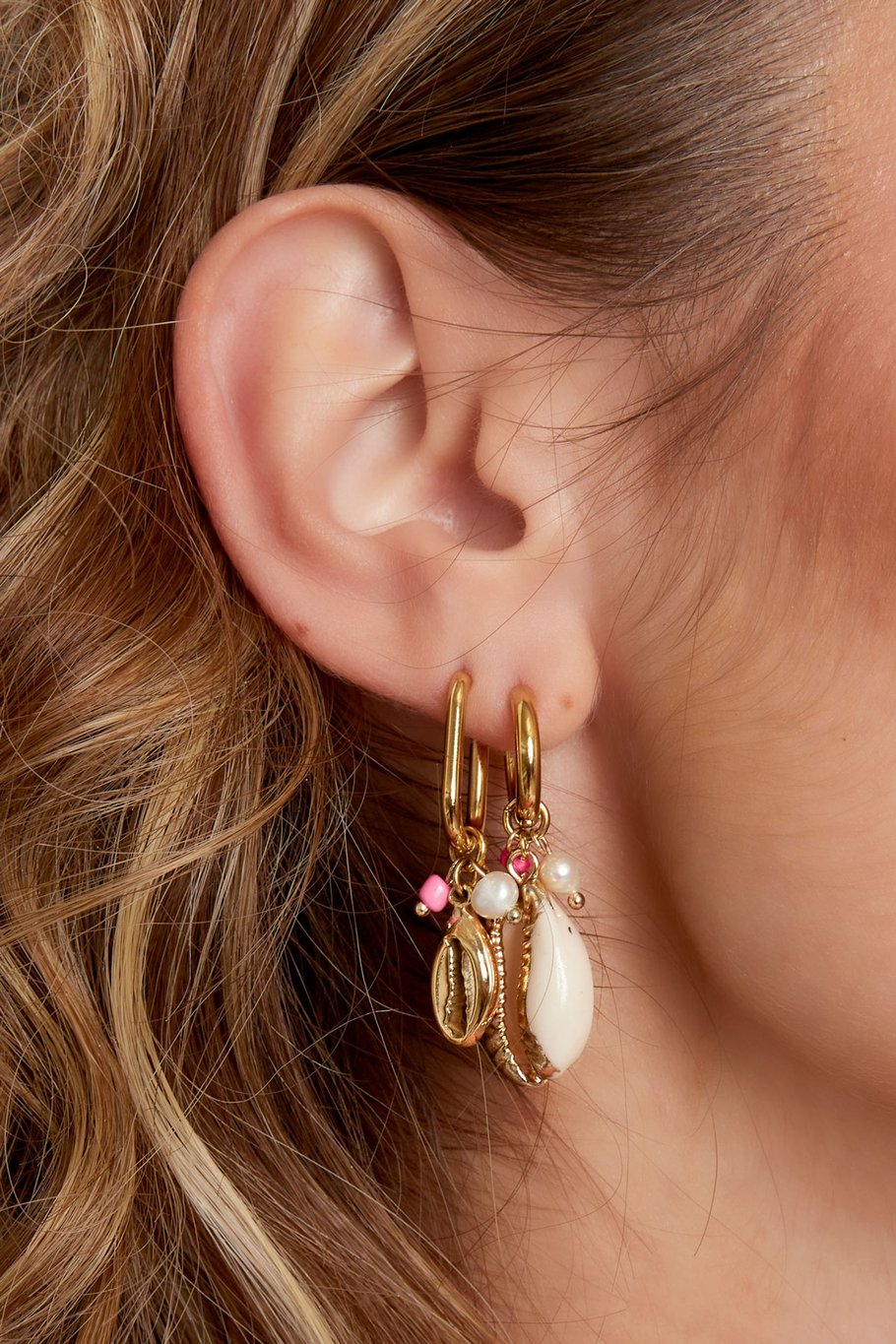 pendientes concha de mar con perlas Imagen2