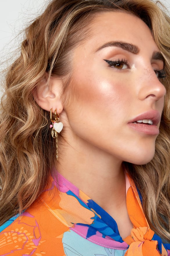 earrings heart with chain
