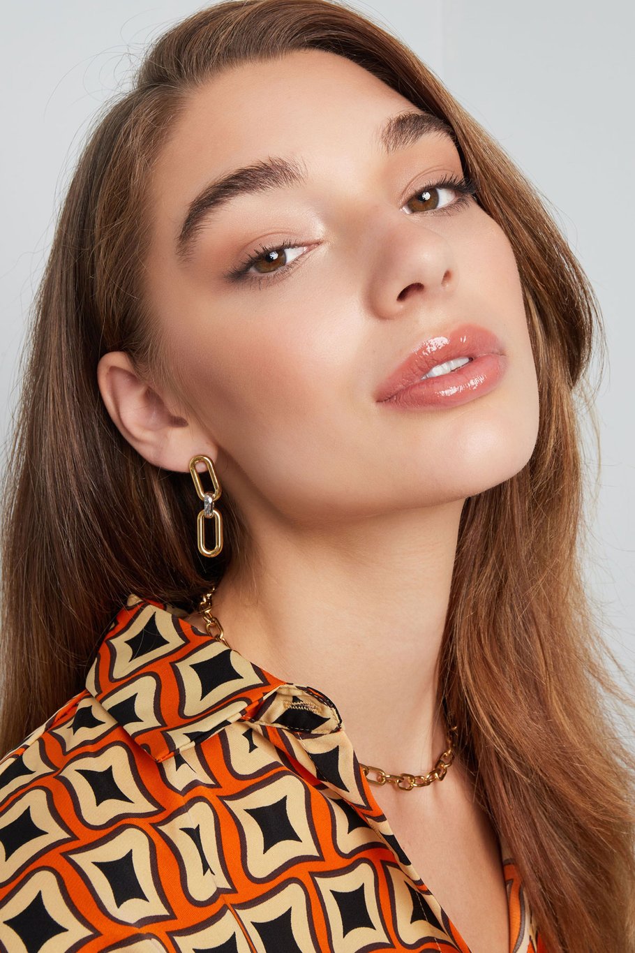 boucles d'oreilles maillons allongés - couleur or Image4