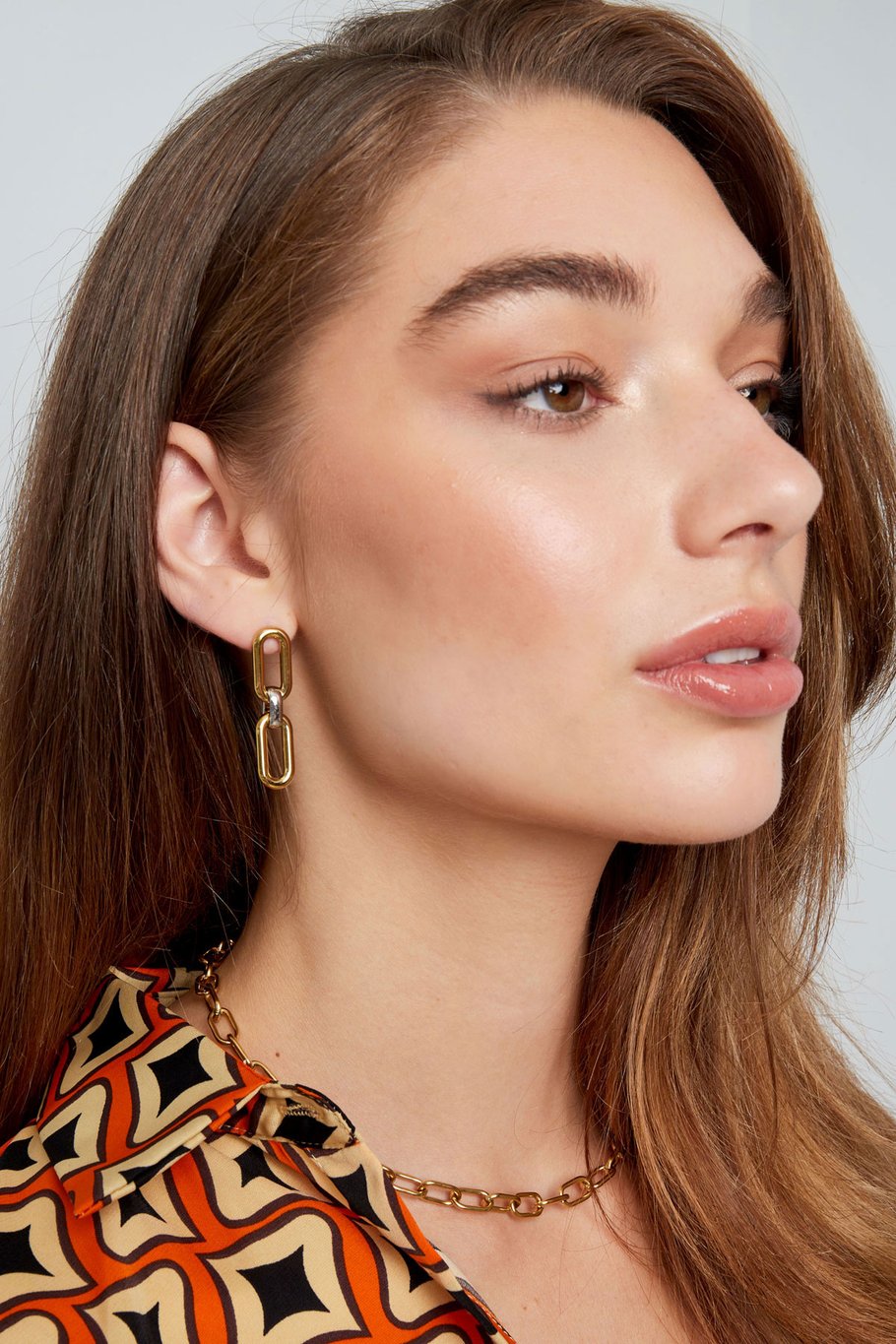boucles d'oreilles maillons allongés - couleur or Image3