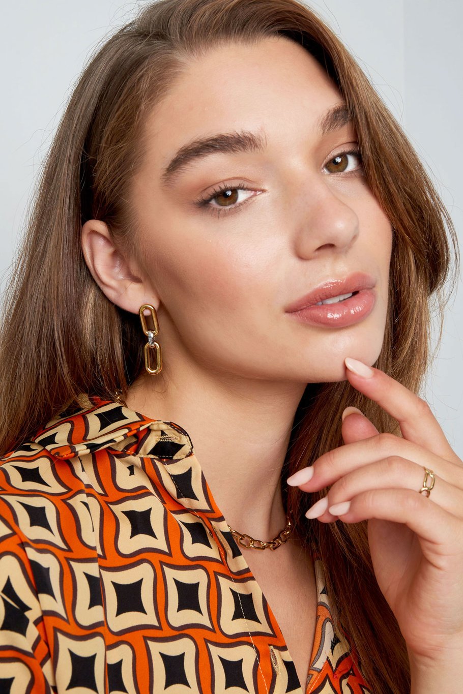 boucles d'oreilles maillons allongés - couleur or Image2