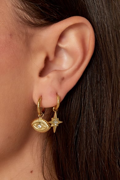 Ohrringe Stern-Charm mit Strass – goldfarbener Edelstahl h5 Bild3