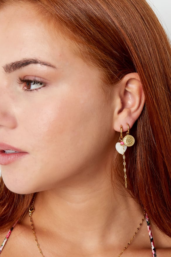 Earrings round coin - Silver Color color