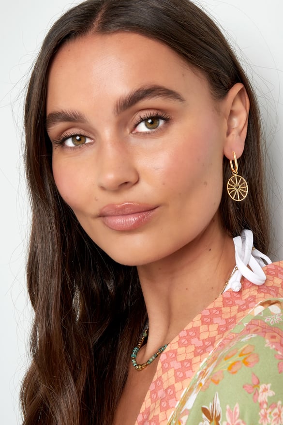 Earrings hearts spin coin - Gold Color Stainless Steel