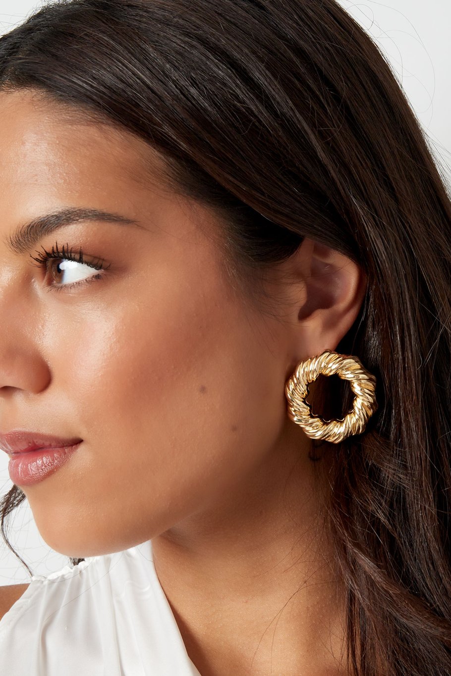 Earrings circle with print - Silver Color color Picture3