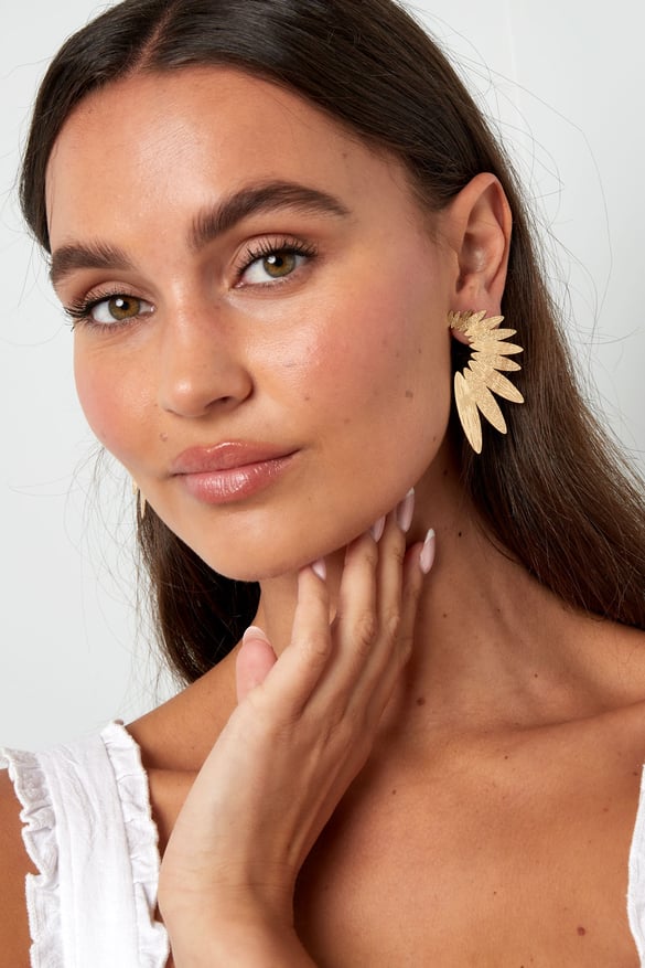 Pendientes llamativos tachuelas media flor - plata Cobre 2