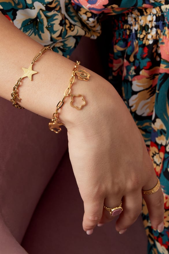 Gliederarmbandanhänger – Goldfarbe - Goldfarbefarbe