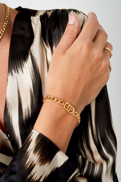 Gliederarmband mit Logo – Goldfarbe - Goldfarbefarbe h5 Bild4