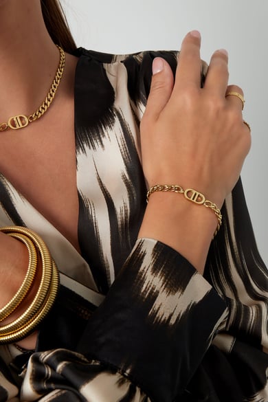 Gliederarmband mit Logo – Goldfarbe - Goldfarbefarbe h5 Bild3