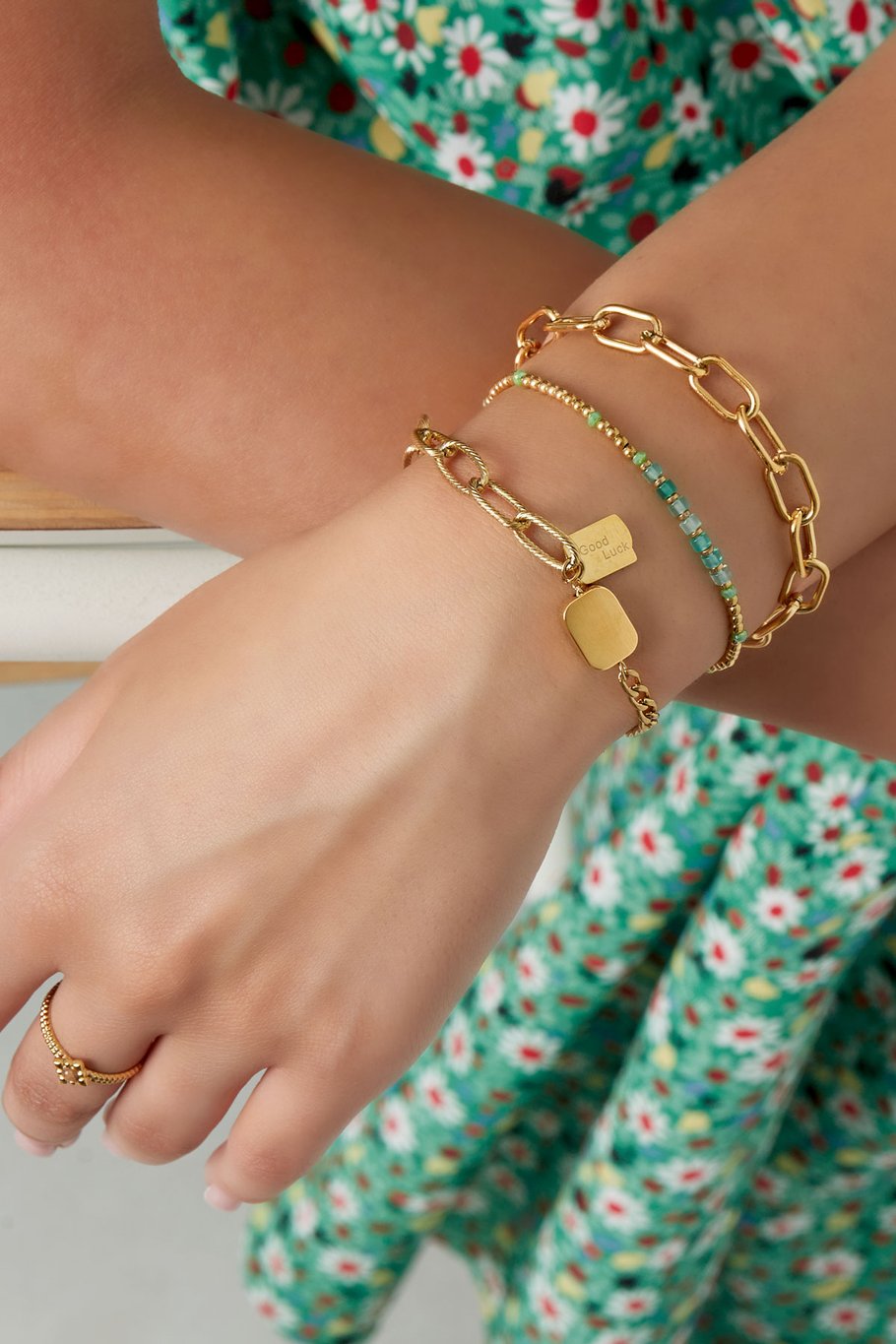 Gliederarmband Glück – Goldfarbe - Goldfarbefarbe Bild2