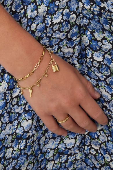 Bracciale doppio con ciondoli e sfere - Colore argento h5 Immagine2