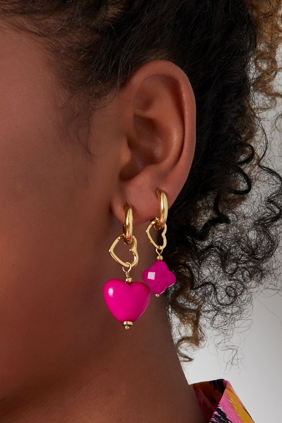 earring double hearts pink h5Picture3