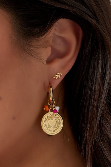 orecchini moneta tonda con decoro - colore oro h5 Immagine3