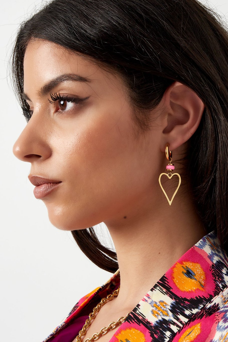Boucles d'oreilles coeur avec perle - argent/vert Image2