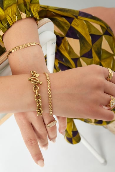 Armband verbundene Herzen – Goldfarbe - Goldfarbefarbe h5 Bild2