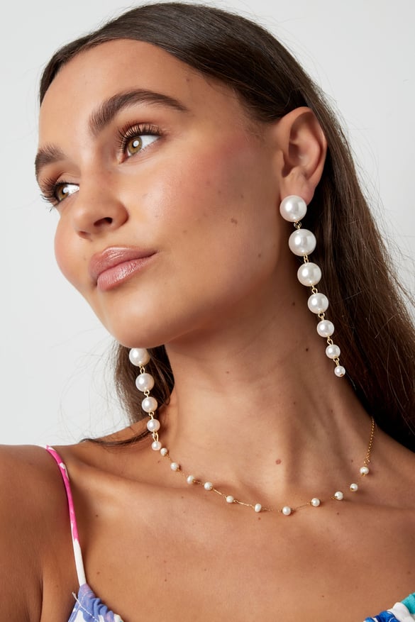 Boucles d'Couleur oreilles guirlande de perles - Perles d'Couleur or
